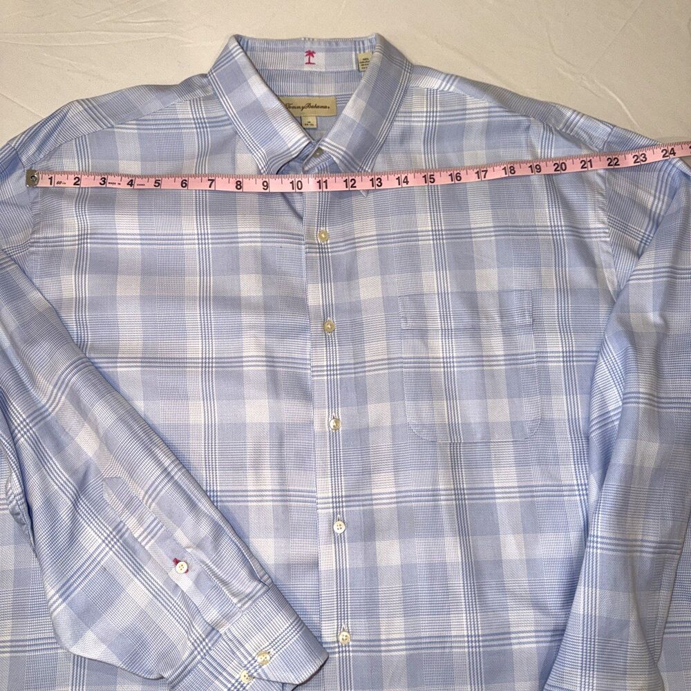Tommy Bahama Dress Shirt Plaid Cotton Mens 18 34/35 Blue Resort Classic Office - Picture 7 of 9